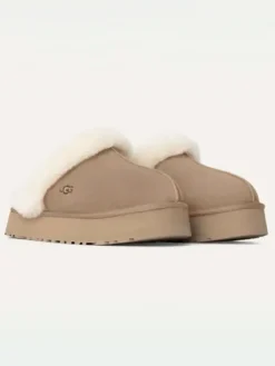 Leren pantoffels "Disquette" beige