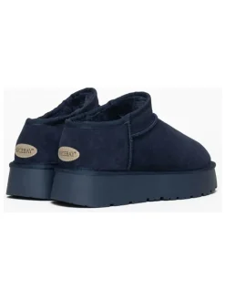 Leren pantoffels "Hugette" donkerblauw