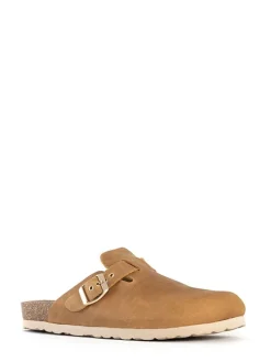 Leren pantoffels "Milky" camel