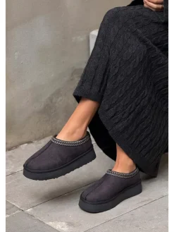 Leren pantoffels zwart