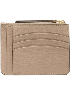 Leren portemonnee beige - (B)11,5 x (H)8,5 cm