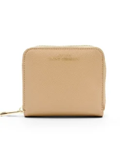 Leren portemonnee beige - (B)12,5,5 x (H)10,5 x (D)2 cm