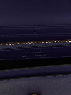 Leren portemonnee donkerblauw - (B)19 x (H)10 x (D)5 cm