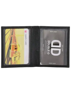 Leren portemonnee zwart - (B)8 x (H)10 cm