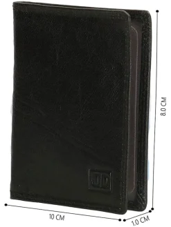 Leren portemonnee zwart - (B)8 x (H)10 cm