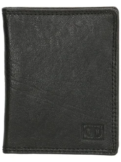 Leren portemonnee zwart - (B)8 x (H)10 cm