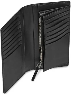 Leren portemonnee zwart - (B)10 x (H)19 x (D)1 cm
