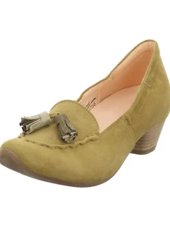 Leren pumps kaki