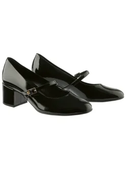 Leren pumps met riempje zwart