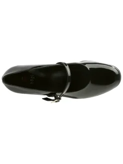 Leren pumps met riempje zwart