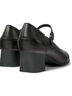 Leren pumps met riempje zwart