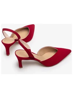 Leren pumps rood