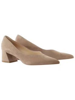 Leren pumps taupe
