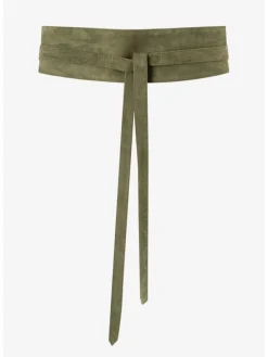 Leren riem kaki
