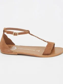 Leren sandalen "Clark" camel/goudkleurig