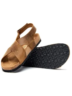 Leren sandalen lichtbruin