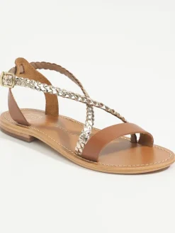 Leren sandalen "Raisa" goudkleurig/lichtbruin