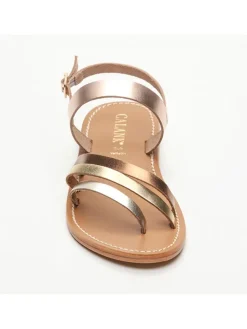 Leren sandalen roségoudkleurig/goudkleurig
