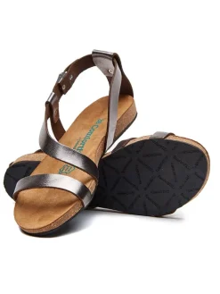 Leren sandalen zilverkleurig