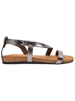 Leren sandalen zilverkleurig