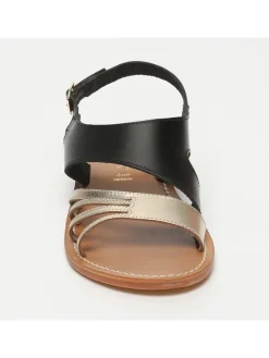 Leren sandalen zwart/goudkleurig