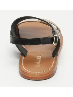 Leren sandalen zwart/goudkleurig