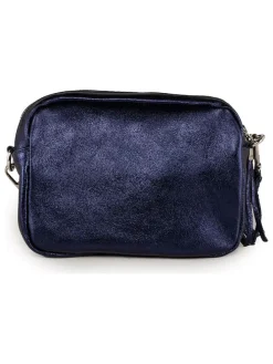 Leren schoudertas "Abriana" donkerblauw - (B)20 x (H)16 x (D)8 cm