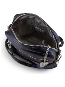 Leren schoudertas "Abriana" donkerblauw - (B)20 x (H)16 x (D)8 cm