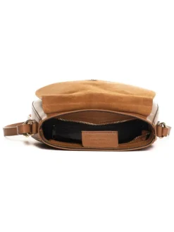 Leren schoudertas "Adda" lichtbruin - (B)23 x (H)20 x (D)6 cm