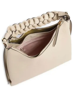 Leren schoudertas beige - (B)34 x (H)23 x (D)11 cm