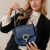 Leren schoudertas "Catona" donkerblauw - (B)20 x (H)19 x (D)9 cm