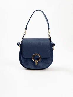 Leren schoudertas "Catona" donkerblauw - (B)20 x (H)19 x (D)9 cm
