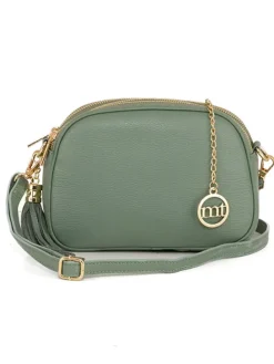 Leren schoudertas "Gradisca" groen - (B)22,5 x (H)16 x (D)7 cm