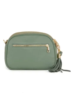 Leren schoudertas "Gradisca" groen - (B)22,5 x (H)16 x (D)7 cm