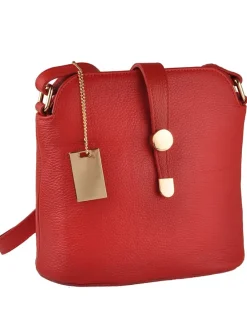 Leren schoudertas "Larissa" rood - (B)26 x (H)21 x (D)12 cm