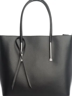 Leren schoudertas "Mallero" zwart - (B)32 x (H)30 x (D)12 cm