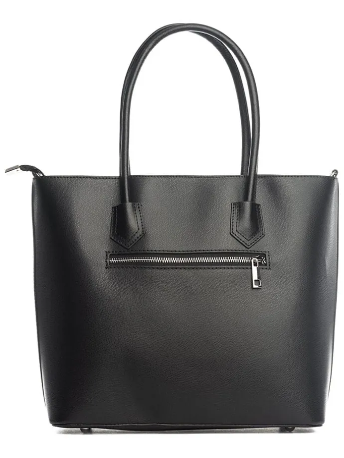 Leren schoudertas "Mallero" zwart - (B)32 x (H)30 x (D)12 cm