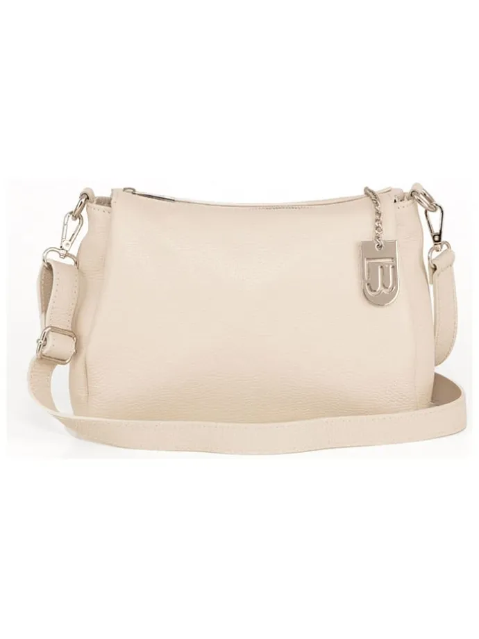 Leren schoudertas "Melfi" crème - (B)26 x (H)19 x (D)9 cm