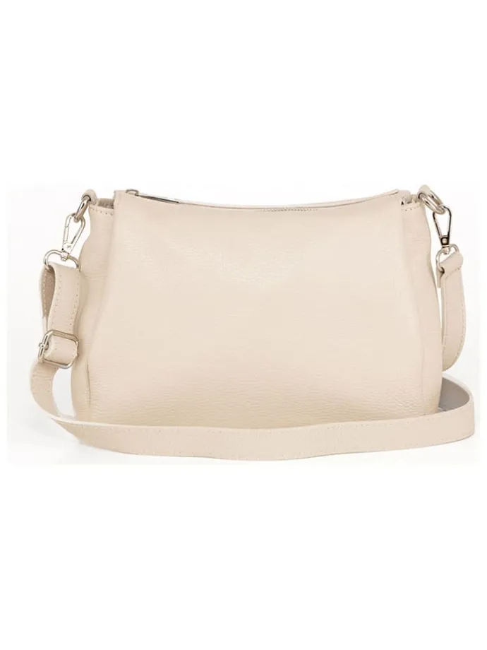 Leren schoudertas "Melfi" crème - (B)26 x (H)19 x (D)9 cm