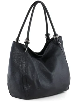 Leren schoudertas "Merula" zwart - (B)32 x (H)28 x (D)14 cm