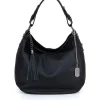 Leren schoudertas "Paolanna" zwart - (B)34 x (H)32 x (D)14 cm
