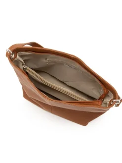 Leren schoudertas "Trapani" lichtbruin - (B)33 x (H)25 x (D)14 cm