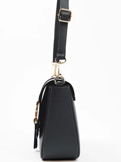 Leren schoudertas zwart - (B)24 x (H)18 x (D)8 cm