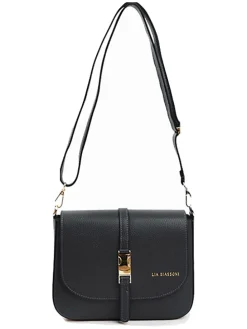 Leren schoudertas zwart - (B)24 x (H)18 x (D)8 cm