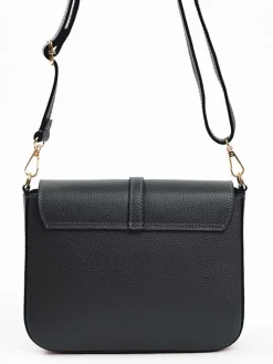 Leren schoudertas zwart - (B)24 x (H)18 x (D)8 cm