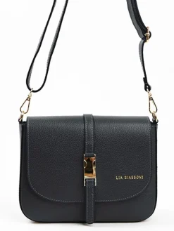 Leren schoudertas zwart - (B)24 x (H)18 x (D)8 cm