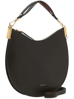 Leren schoudertas zwart - (B)38 x (H)26 x (D)5 cm