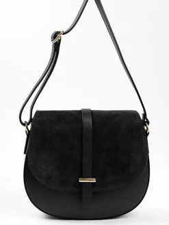 Leren schoudertas zwart - (B)23 x (H)20 x (D)6 cm