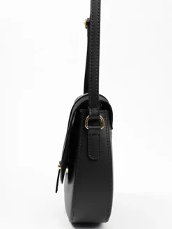 Leren schoudertas zwart - (B)23 x (H)20 x (D)6 cm