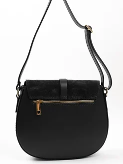 Leren schoudertas zwart - (B)23 x (H)20 x (D)6 cm